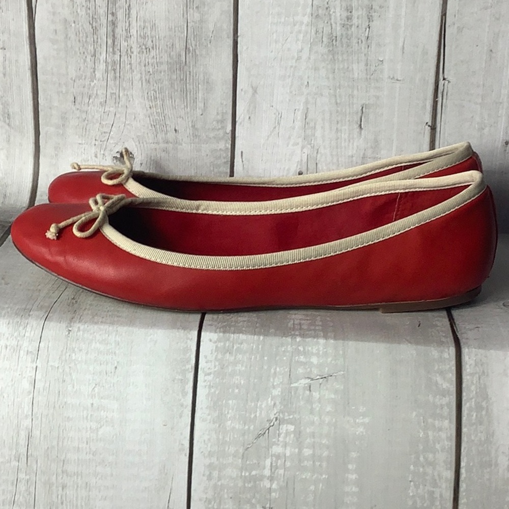 Shoemint Red Flats with Cream Accents